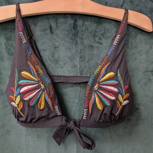 Embroidered Black Bikini Top By Soluna